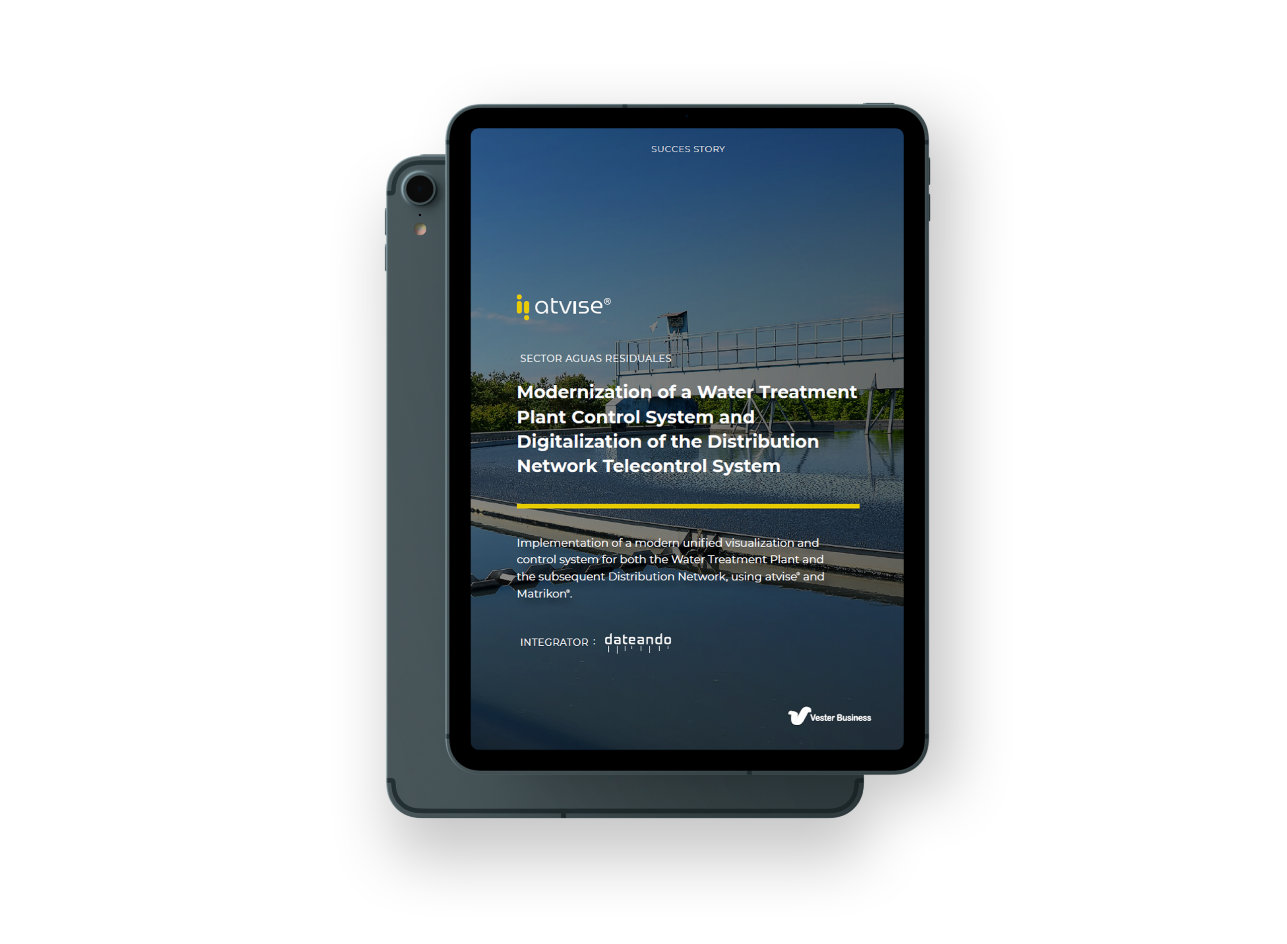 Portada del caso de éxito en formato PDF mostrada en una tablet