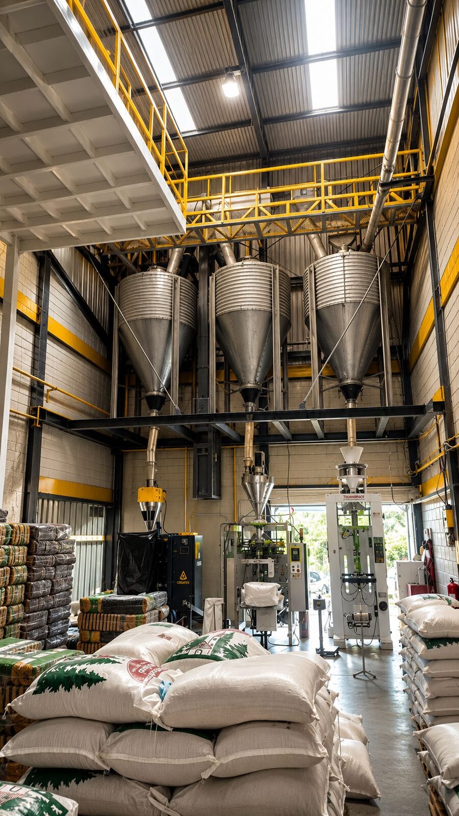Silos at the Concentrados Coto Brus plant