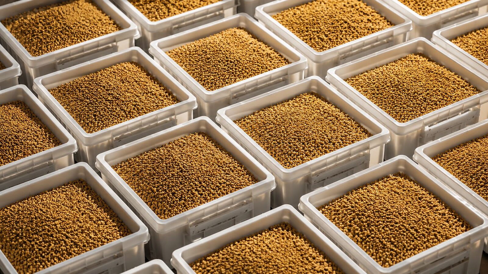 Concentrated animal feed on the production line