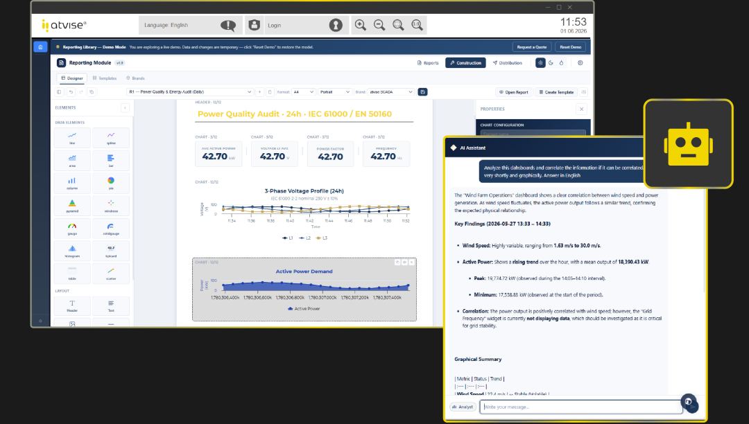 Ejemplo de informe generado con IA en atvise® SCADA